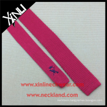 Cotton Knit Tie with Custom Embroidery Logo on Small End Suited Man Ties